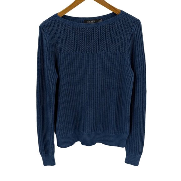 Lauren Ralph Lauren Black Label Womens 100% Linen Pullover Sweater Coastal Large - Picture 1 of 5